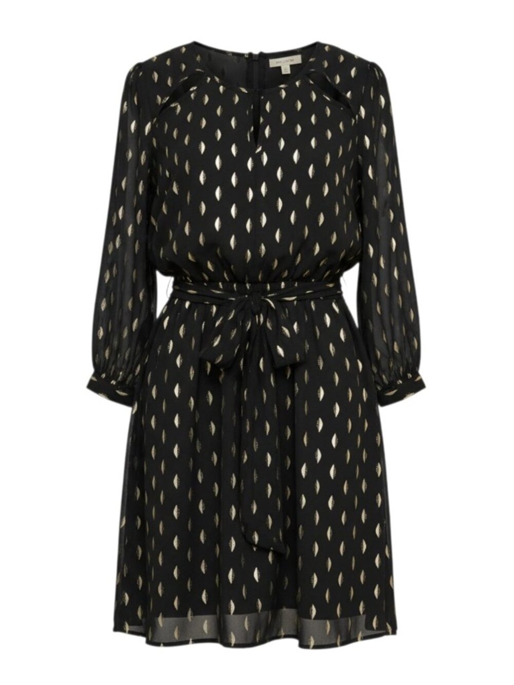 Allen​ B by Allen Schwartz Black Gold Metallic High Low Cold Shoulder 12 Dress